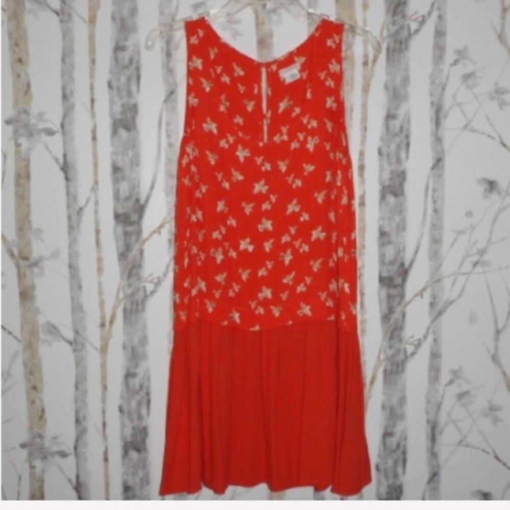 👑 orange coral sparrow bird drop waist dress fly free - Picture 5 of 8